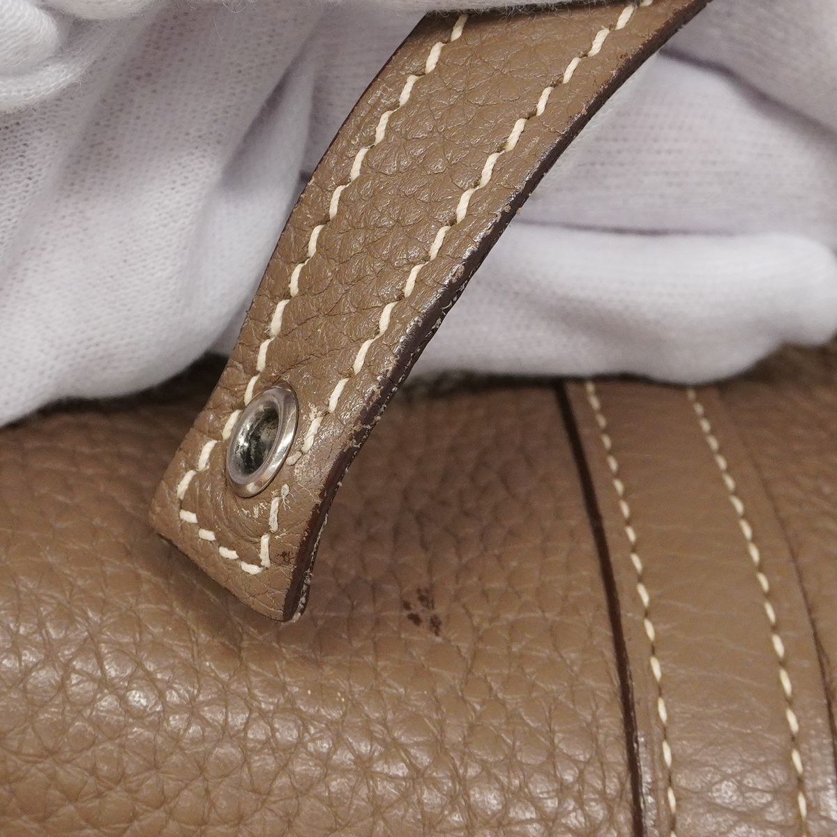Hermes Handbag Picotin Lock PM Taurillon Clemence Etoupe Silver — view 7