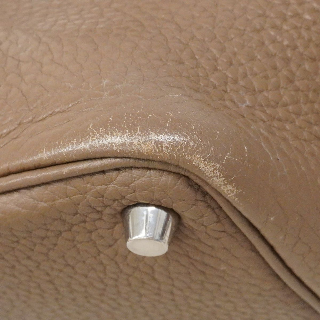 Hermes Handbag Picotin Lock PM Taurillon Clemence Etoupe Silver — view 6