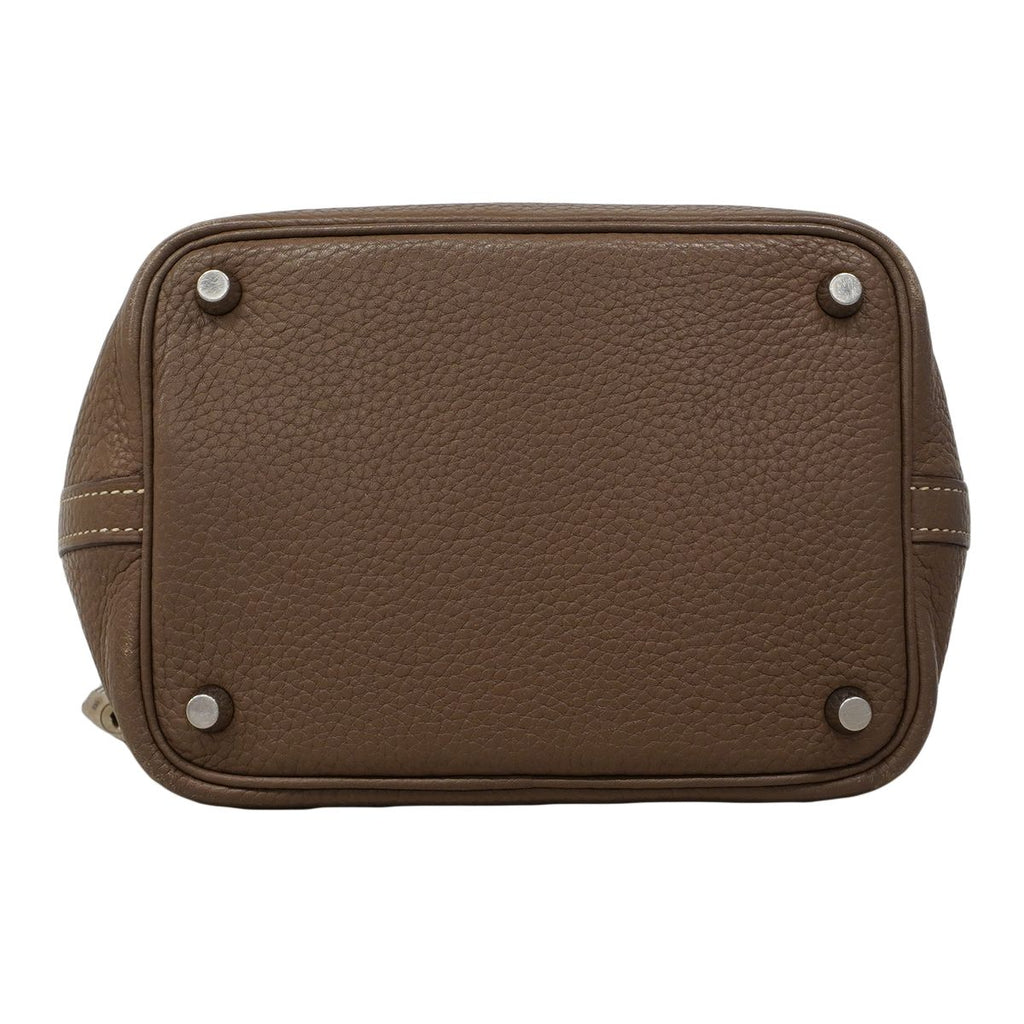 Hermes Handbag Picotin Lock PM Taurillon Clemence Etoupe Silver — view 3