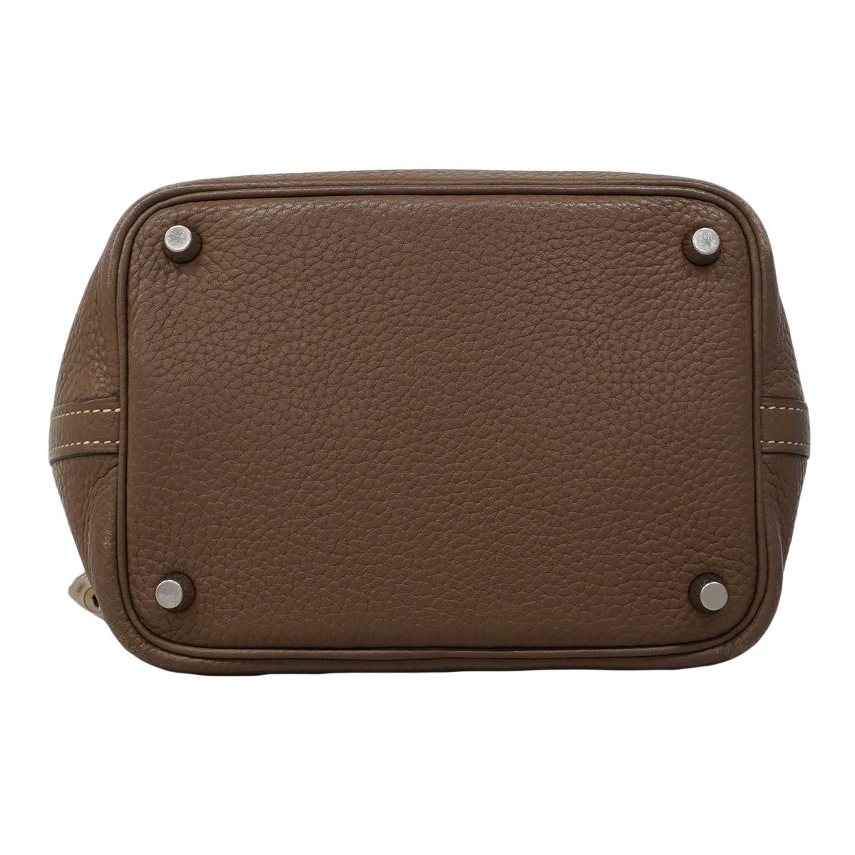 Hermes Handbag Picotin Lock PM Taurillon Clemence Etoupe Silver — view 3