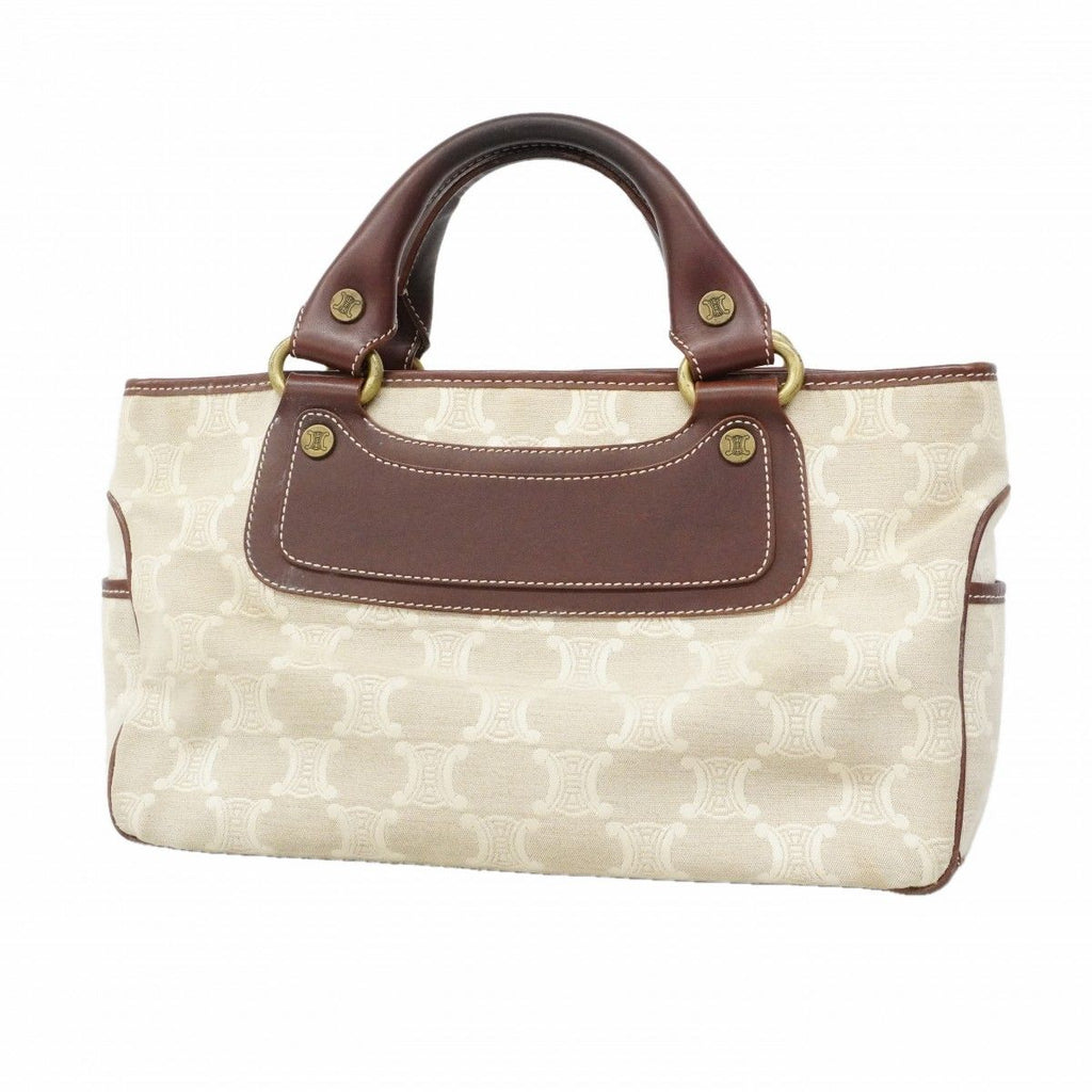 Celine Handbag Triomphe Canvas Beige Brown Gold