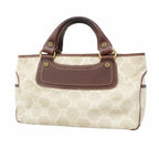 Celine Handbag Triomphe Canvas Beige Brown Gold