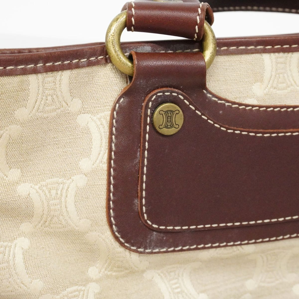 Celine Handbag Triomphe Canvas Beige Brown Gold — view 8