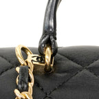 Chanel Shoulder Bag Quilted Lambskin Black Gold 2-Way — view 6