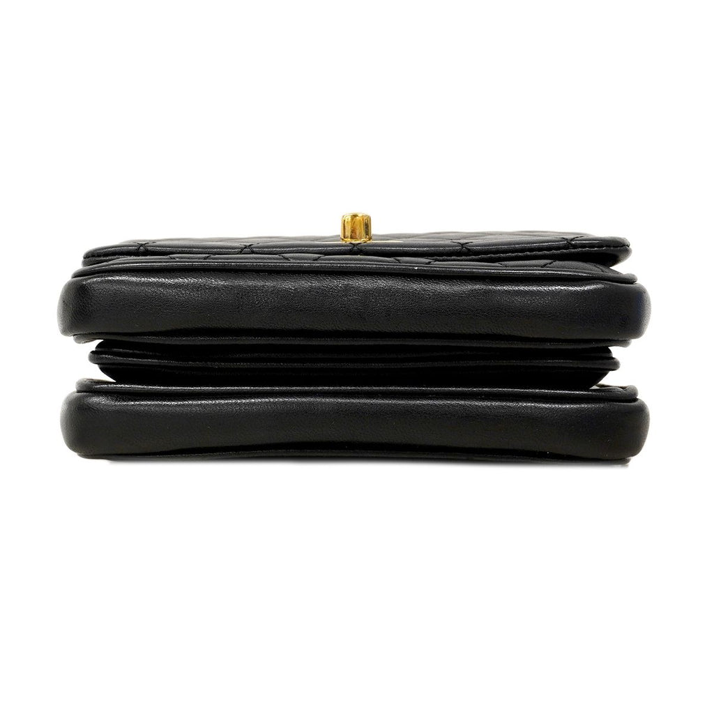 Chanel Shoulder Bag Quilted Lambskin Black Gold 2-Way — view 3
