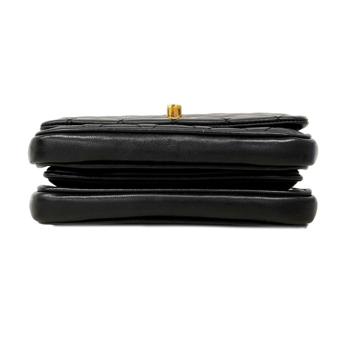 Chanel Shoulder Bag Quilted Lambskin Black Gold 2-Way — view 3