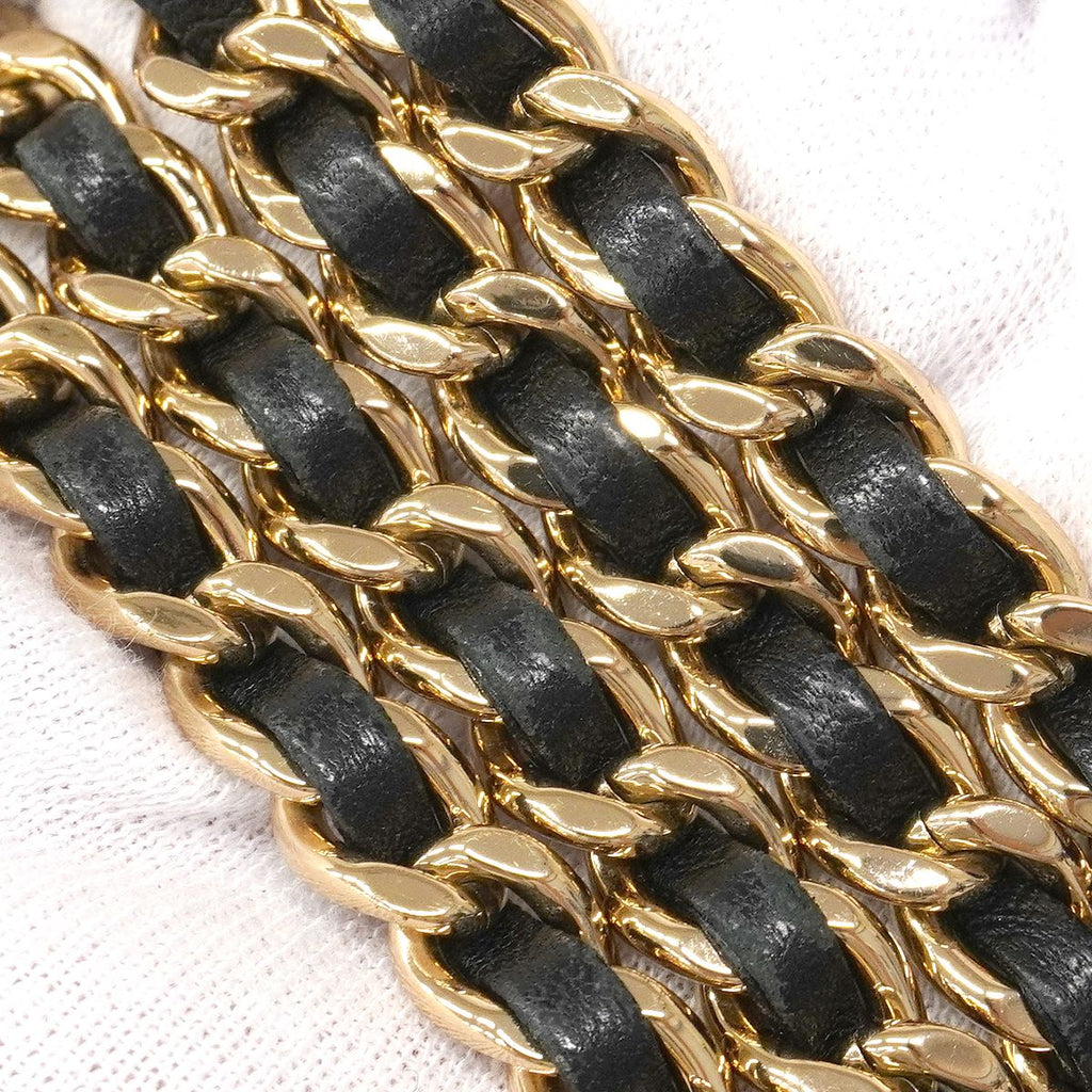 Chanel Shoulder Bag Quilted Lambskin Black Gold 2-Way — view 9