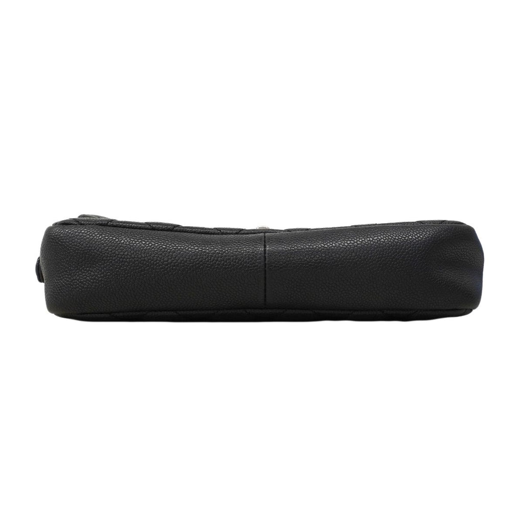 Chanel Shoulder Bag Quilted Caviar Leather Black Silver — view 3