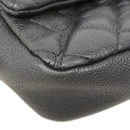 Chanel Shoulder Bag Quilted Caviar Leather Black Silver — view 6