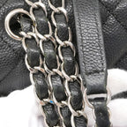 Chanel Shoulder Bag Quilted Caviar Leather Black Silver — view 8