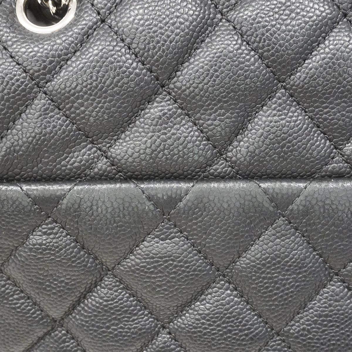 Chanel Shoulder Bag Quilted Caviar Leather Black Silver — view 7
