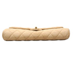 Chanel Shoulder Bag Quilted Caviar Leather Ivory Champagne Gold — view 3