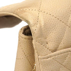 Chanel Shoulder Bag Quilted Caviar Leather Ivory Champagne Gold — view 6