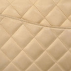 Chanel Shoulder Bag Quilted Caviar Leather Ivory Champagne Gold — view 8