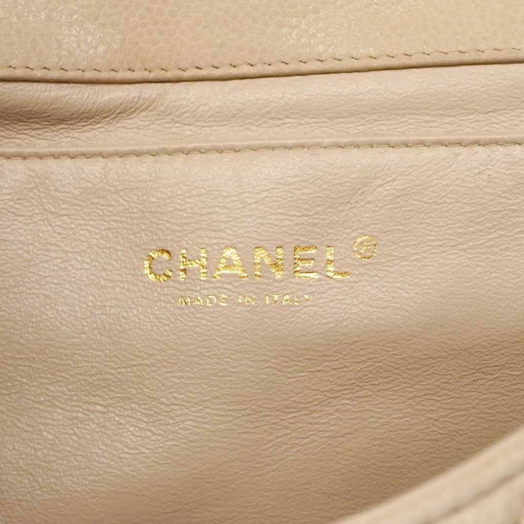 Chanel Shoulder Bag Quilted Caviar Leather Ivory Champagne Gold — view 5