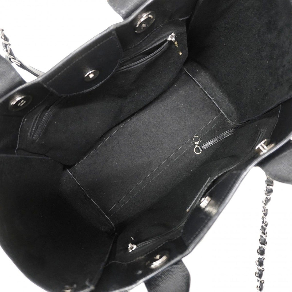 Chanel Chain Tote Deauville Caviar Leather Black Silver 2-Way — view 4