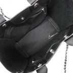 Chanel Chain Tote Deauville Caviar Leather Black Silver 2-Way — view 4