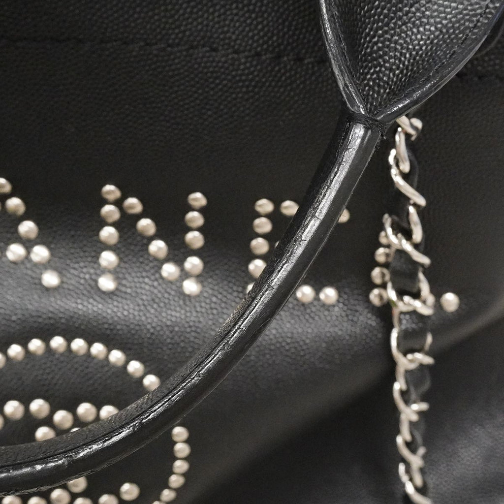 Chanel Chain Tote Deauville Caviar Leather Black Silver 2-Way — view 9