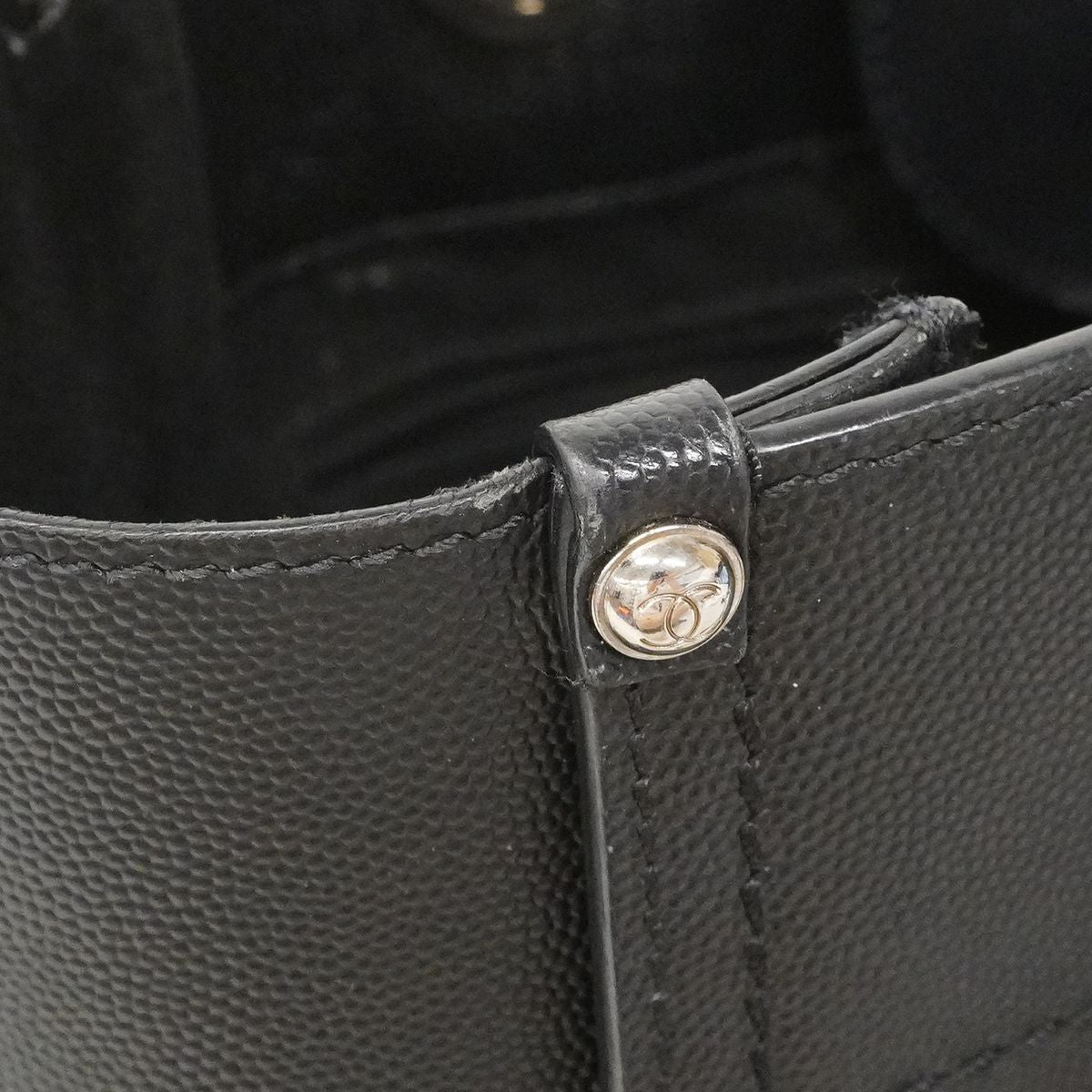 Chanel Chain Tote Deauville Caviar Leather Black Silver 2-Way — view 8