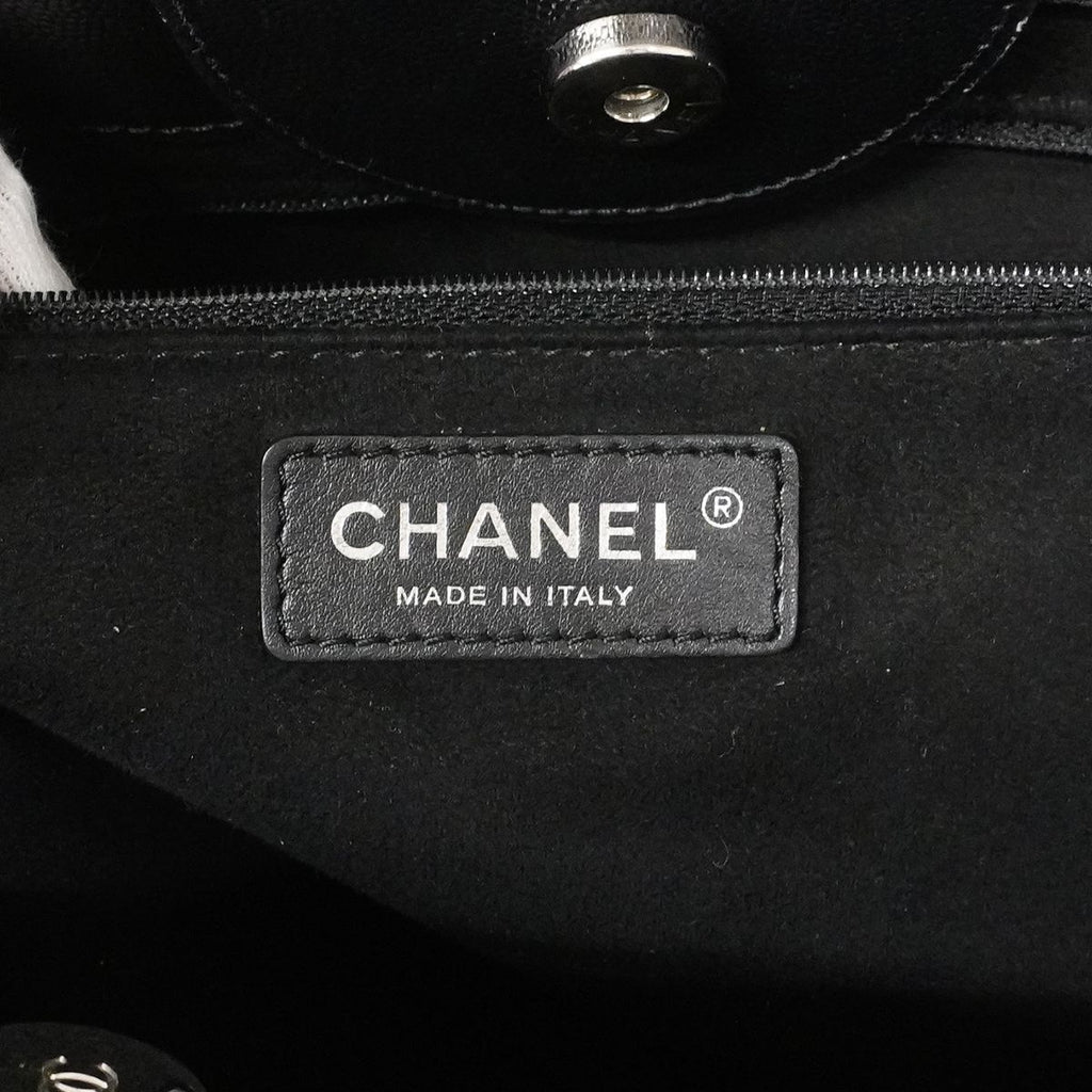 Chanel Chain Tote Deauville Caviar Leather Black Silver 2-Way — view 5