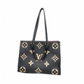 Louis Vuitton Tote Monogram Empreinte Bicolor On The Go MM Black Beige 2-Way