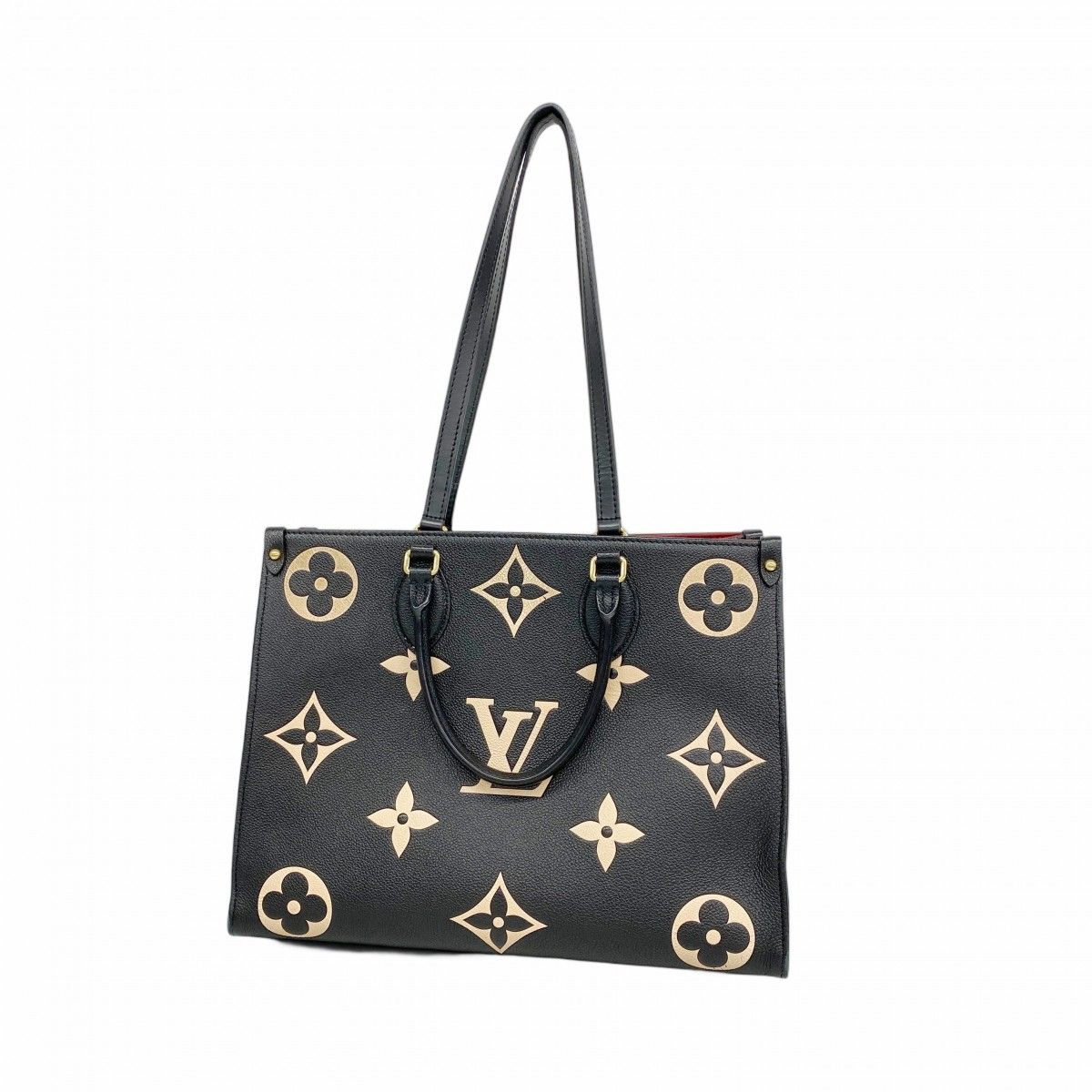 Louis Vuitton Tote Monogram Empreinte Bicolor On The Go MM Black Beige 2-Way