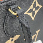 Louis Vuitton Tote Monogram Empreinte Bicolor On The Go MM Black Beige 2-Way — view 9
