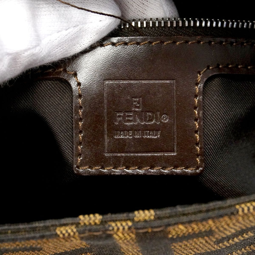 Fendi Handbag Zucca Mamma Bucket Nylon Canvas Brown Silver — view 5