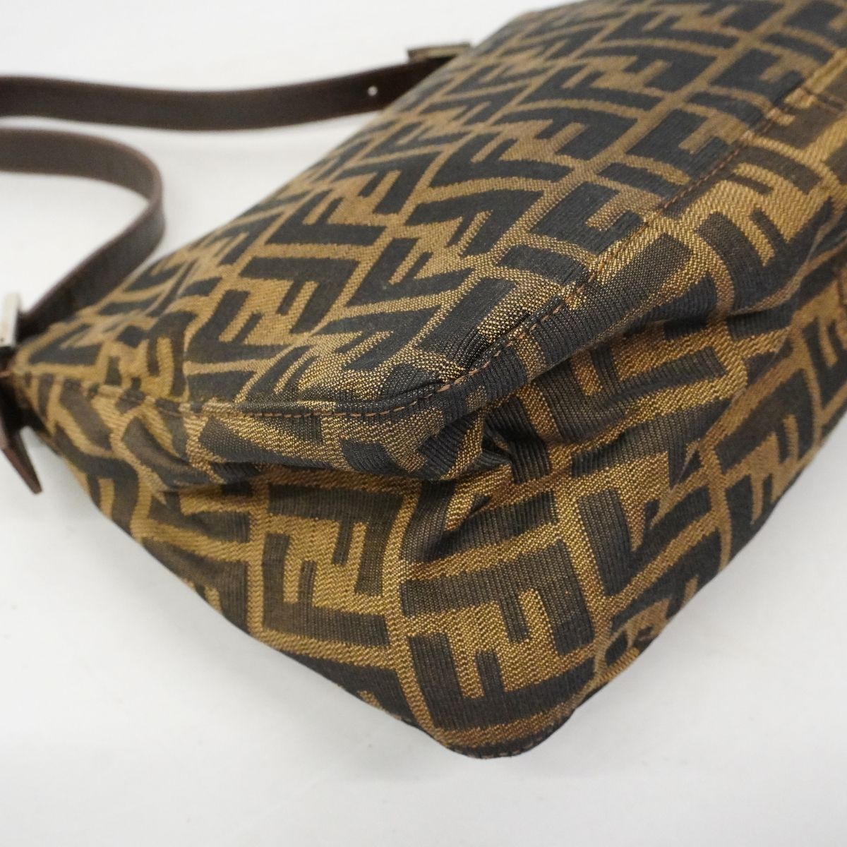 Fendi Handbag Zucca Mamma Bucket Nylon Canvas Brown Silver — view 7