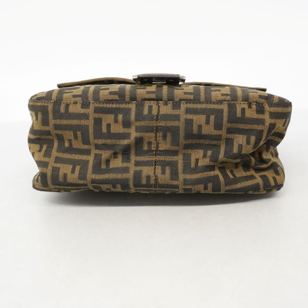 Fendi Handbag Zucca Mamma Bucket Nylon Canvas Brown Silver — view 3