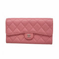 Chanel Wallet Quilted Lambskin Pink Silver