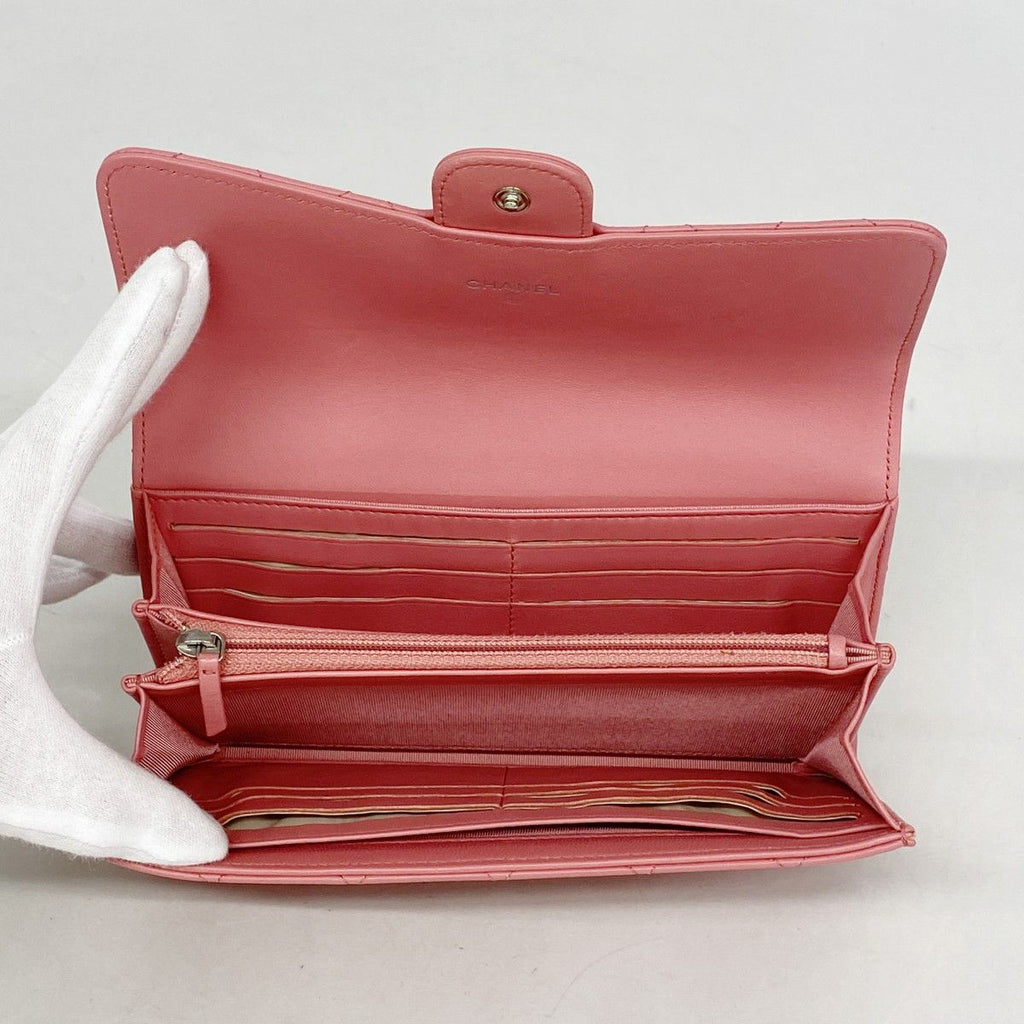 Chanel Wallet Quilted Lambskin Pink Silver — view 3