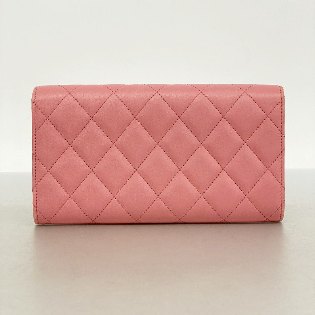 Chanel Wallet Quilted Lambskin Pink Silver — view 8