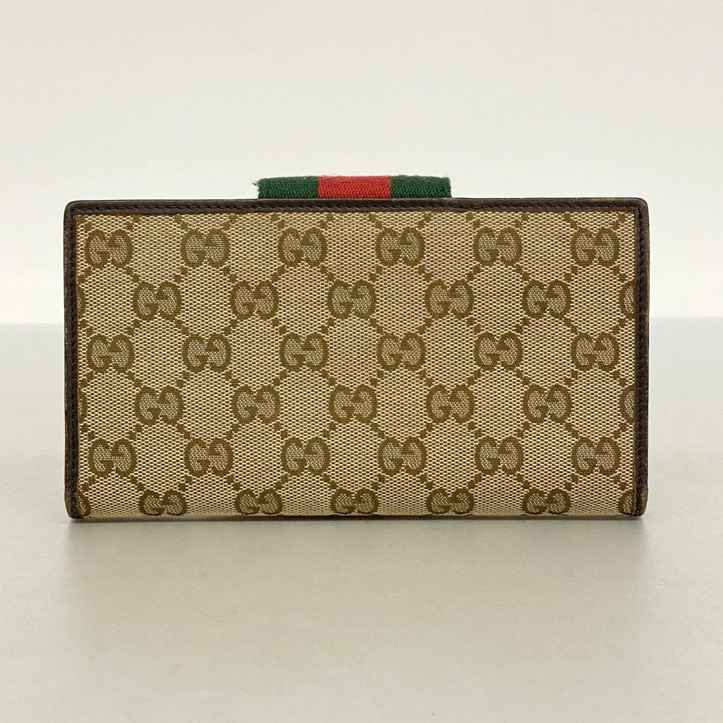 Gucci Wallet GG Canvas Sherry Line Brown Gold — view 8