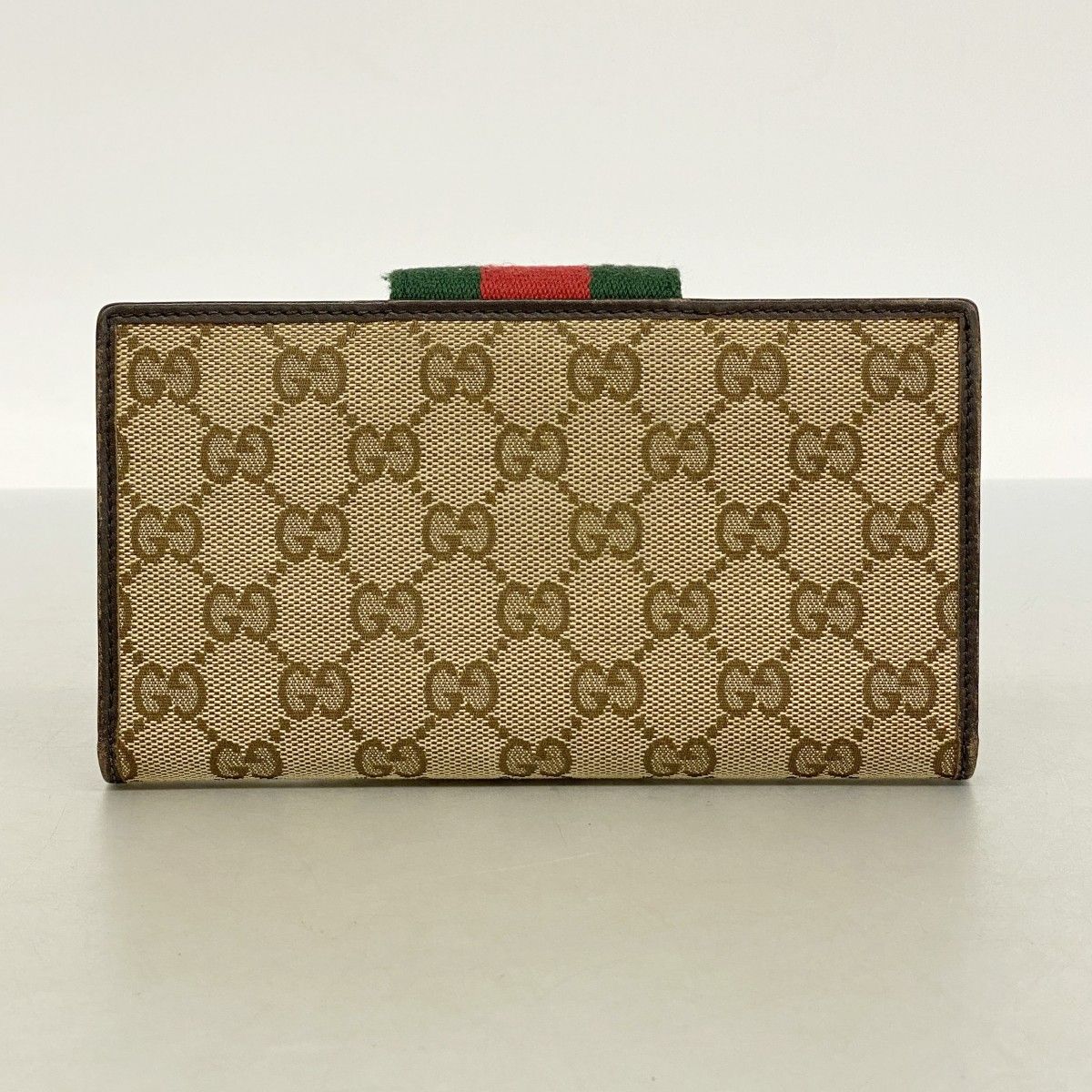 Gucci Wallet GG Canvas Sherry Line Brown Gold — view 8