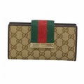 Gucci Wallet GG Canvas Sherry Line Brown Gold
