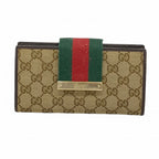 Gucci Wallet GG Canvas Sherry Line Brown Gold