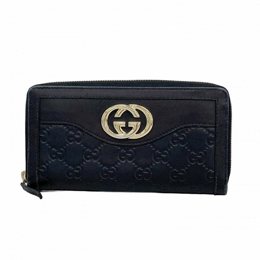 Gucci Wallet Guccissima Leather Black Gold