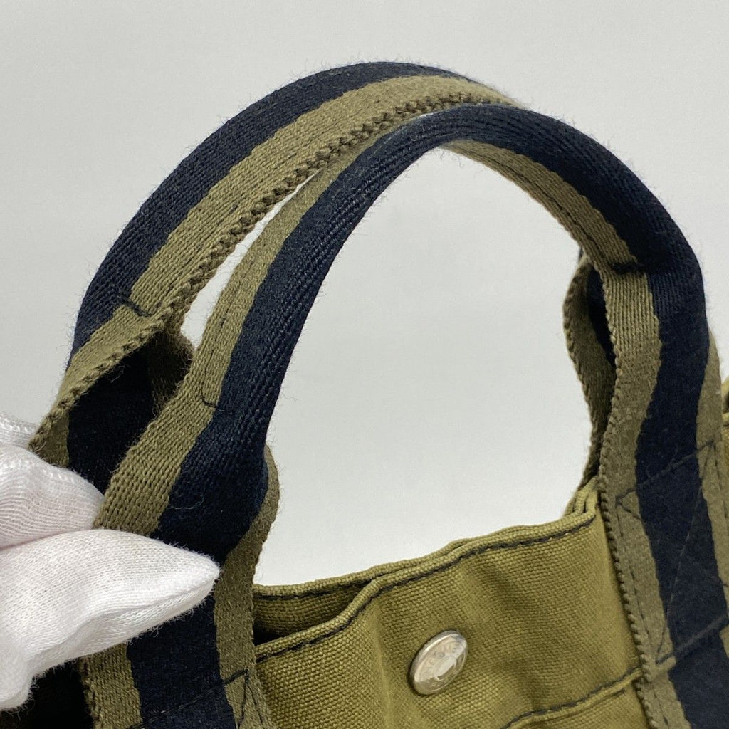 Hermes Tote Fourre Tout MM Canvas Black Khaki Silver — view 8