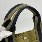 Hermes Tote Fourre Tout MM Canvas Black Khaki Silver — view 8