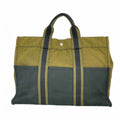 Hermes Tote Fourre Tout MM Canvas Black Khaki Silver
