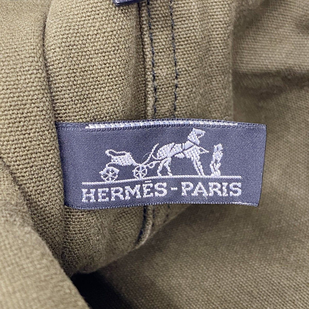 Hermes Tote Fourre Tout MM Canvas Black Khaki Silver — view 5
