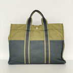 Hermes Tote Fourre Tout MM Canvas Black Khaki Silver — view 9
