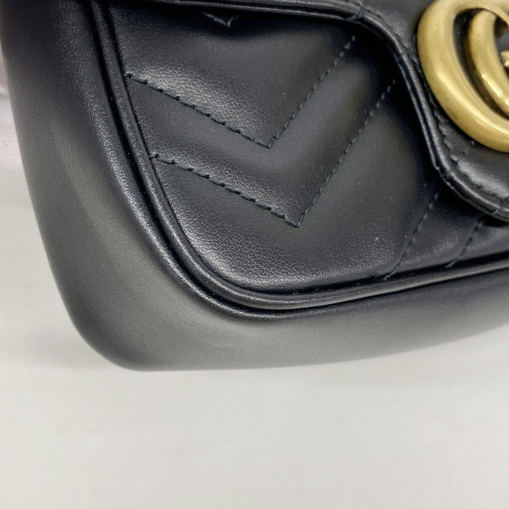 Gucci Shoulder Wallet GG Marmont Leather Black Gold — view 6