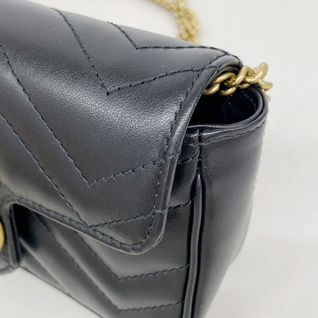 Gucci Shoulder Wallet GG Marmont Leather Black Gold — view 7