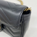 Gucci Shoulder Wallet GG Marmont Leather Black Gold — view 7