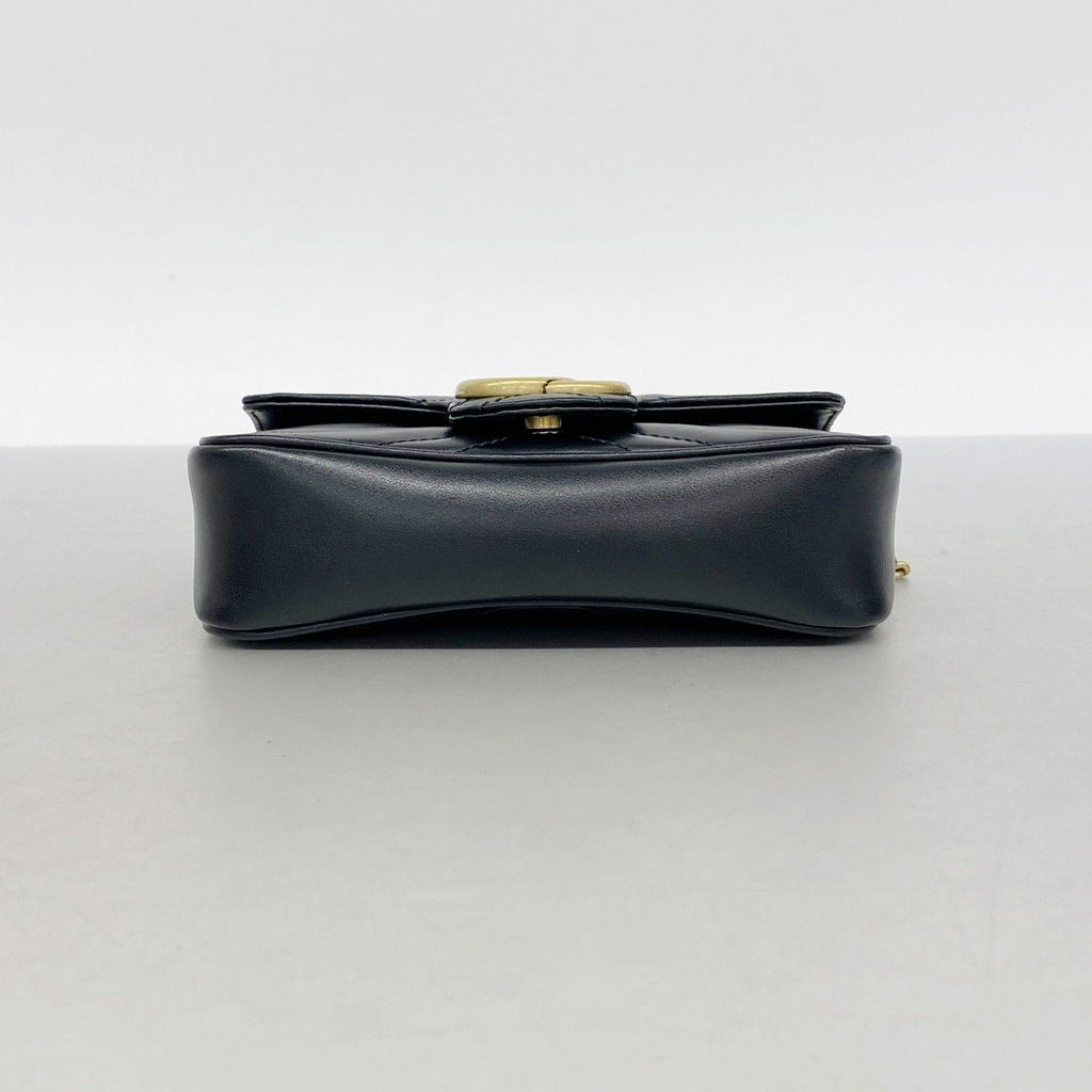 Gucci Shoulder Wallet GG Marmont Leather Black Gold — view 3