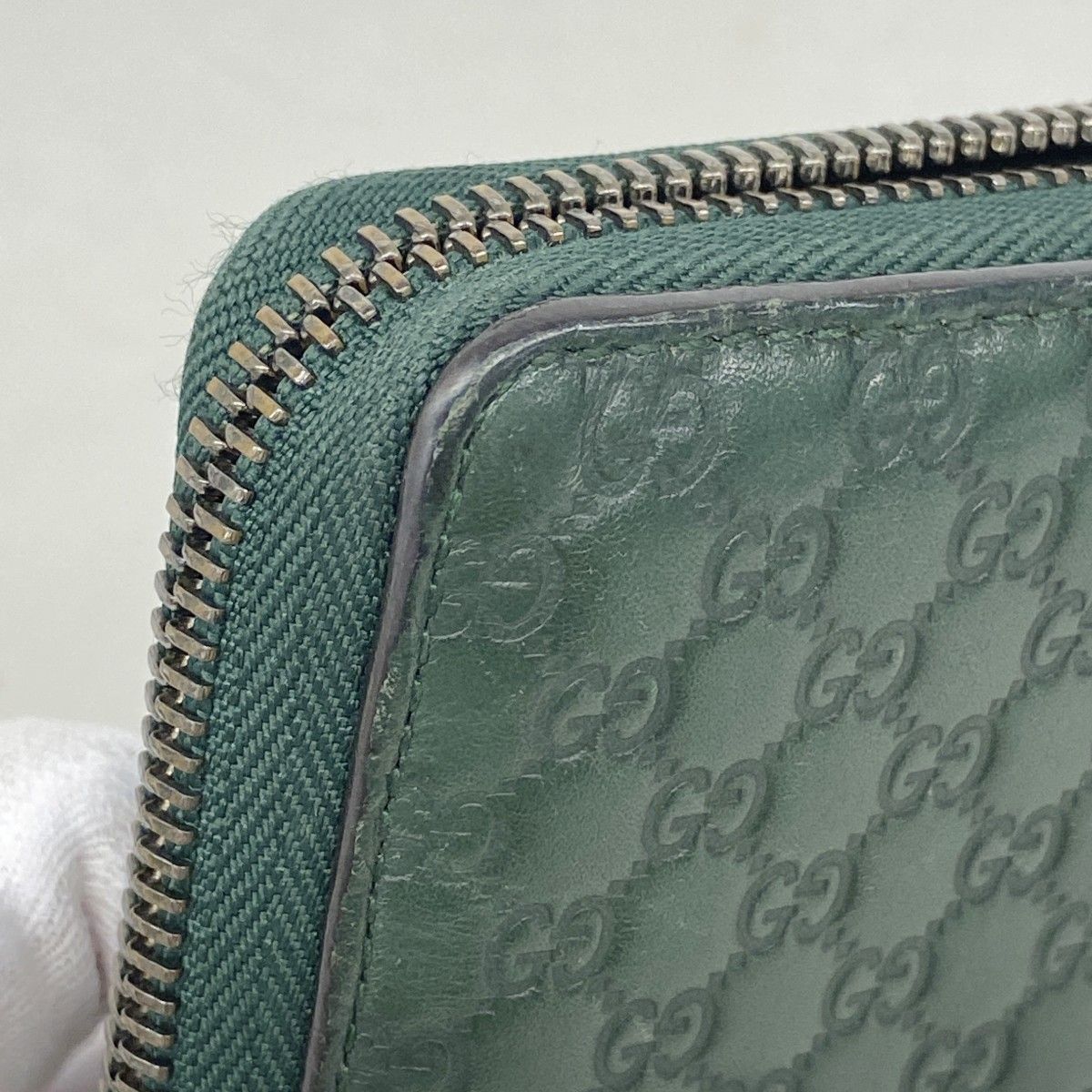 Gucci Wallet Micro Guccissima Leather Green Silver — view 6