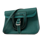 Hermes Handbag Halzan 31 Taurillon Clemence Vert Vertigo Silver