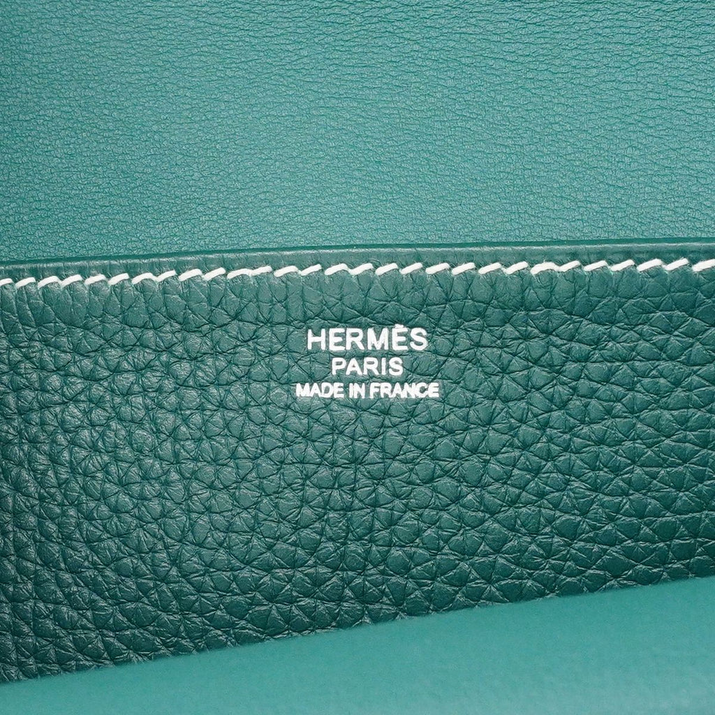 Hermes Handbag Halzan 31 Taurillon Clemence Vert Vertigo Silver — view 5